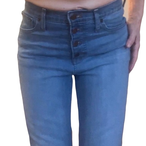 JCrew Button Fly Med Wash High-Rise Crop Flare Raw Hem Sz27 - Picture 3 of 13